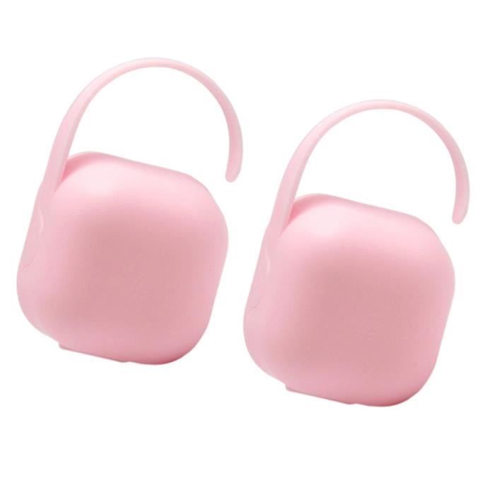 Boîte Rangement Tétine Melii Avec Mousqueton - Gris Et Rose - Hygiénique, Sans BPA - Accroche Sac/Poussette