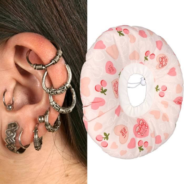 ABI Oreiller de sommeil latéral perçant Piercing oreiller soutien tête  résilience coton oreille forme de coeur rose En Stock