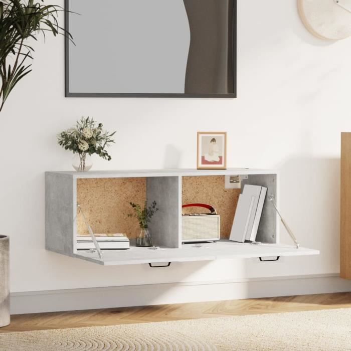 HUA Casiers armoires de rangement Armoire murale Gris béton