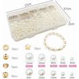 720 Pcs Rondes Blanche Perles avec 5 Formes de Perles d'Espacement Dorées pour Bricolage Colliers Bracelets-1