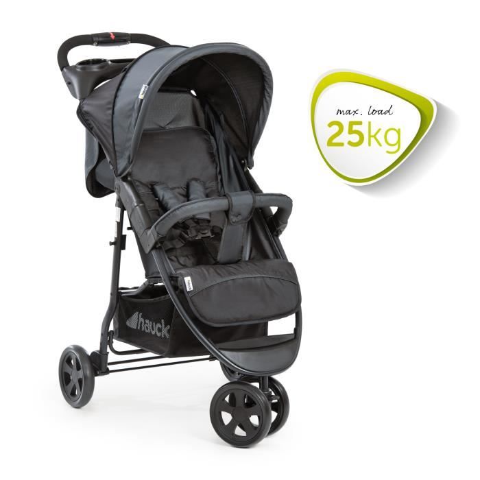 Hauck Poussette 3 Roues Runner, Grandes Roues Pneumatiques Tout-Terrain,  Jusqu'à 25 kg, Pliable, Pare-Soleil, Noir Néon Jaune & 2in1 Carrycot,  Nacelle