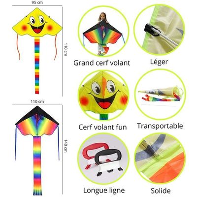 Cerf-volant Requin à Trois Têtes SGftre – Facile à Piloter, Polyester, Pour Enfants Et Adultes, Plage Ou Prairie