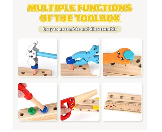 Caisse à Outils Enfant En Bois 30 Pièces - Jouet Bricolage VéHicule Chantier Pour Enfants 2-5 Ans