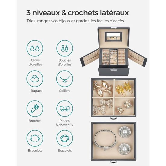 Boîte à Bijoux Luxe Avec Tiroirs - Vert