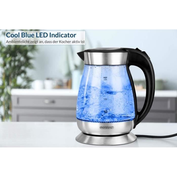 Bouilloire électrique en verre sans fil 1,7 L (1,8 pte