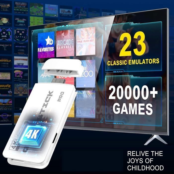 Console De Jeux Rétro Avec 20 000+ Jeux Classiques, 2 Manettes Sans Fil, Plug & Play HDMI - P1-Max