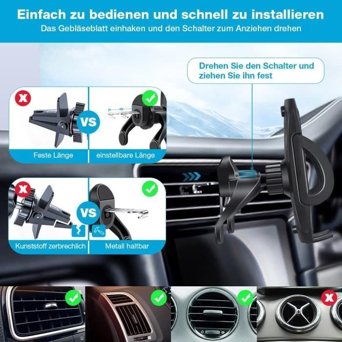 Support de téléphone portable pour voiture, super stable, crochet de  ventilation amélioré, support de téléphone portable pour voiture, mains  libres