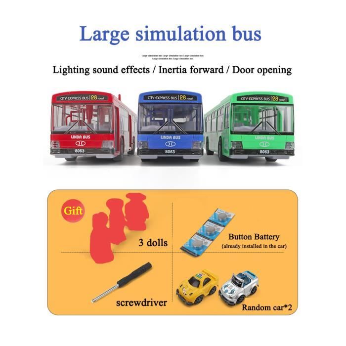 Cosiki Jouet Modèle de Bus à Deux étages en Alliage, Résistant aux Chutes et Simulation, Musique Légère, Cadeau pour Enfants (Blue