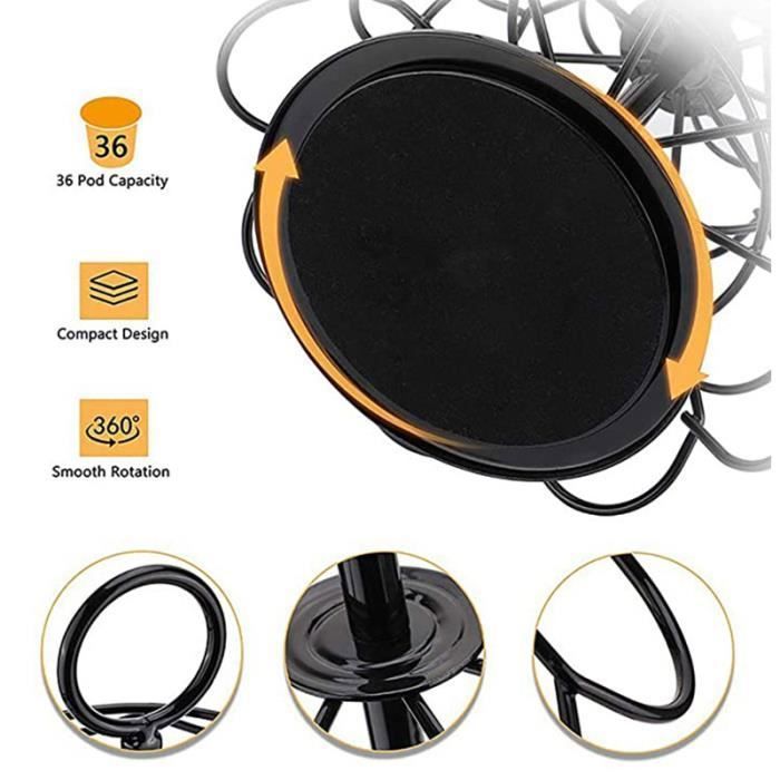 YUTUY Porte-Capsules Café 360° Rotatif - Support 32 Capsules Noir - Compatible Dolce Gusto