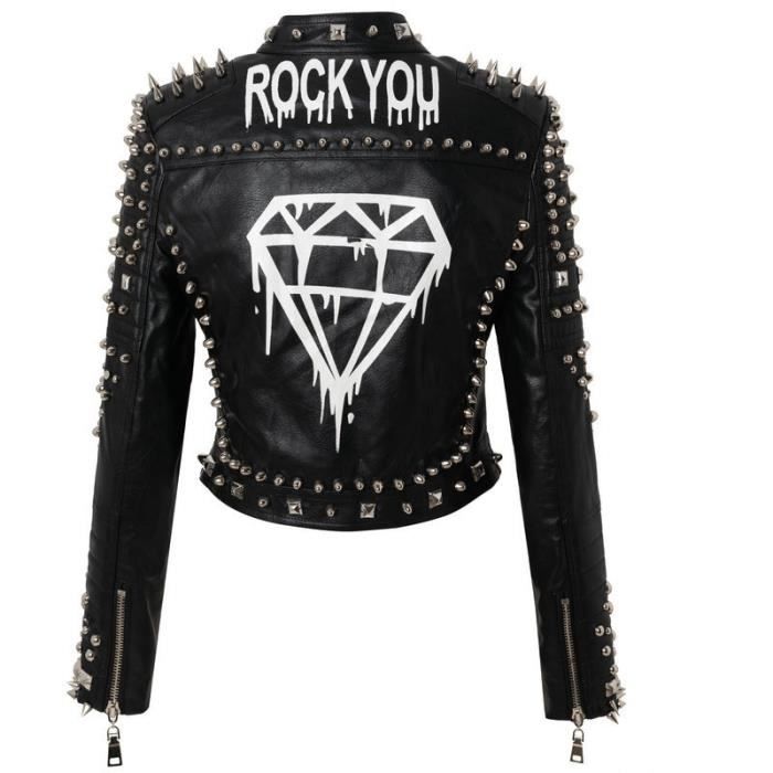 Manteau Veste en cuir PU femme streetwear printemps style punk