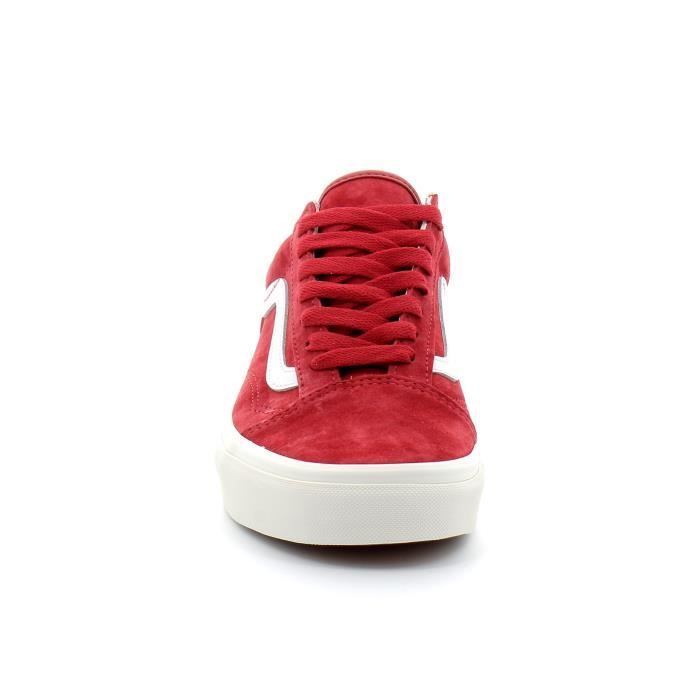 Basket VANS Pig Suede Old Skool Cuir Femme Rouge Lacets Rouge Cdiscount Chaussures