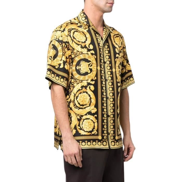 VERSACE HOMME 10039261A030445B000 NOIR SOIE CHEMISE Noir