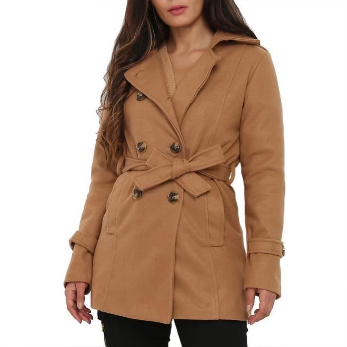 Manteau court camel ceinture Marque Modele Couleur Marron Type de public Adulte Genre Femme