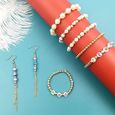 720 Pcs Rondes Blanche Perles avec 5 Formes de Perles d'Espacement Dorées pour Bricolage Colliers Bracelets-2