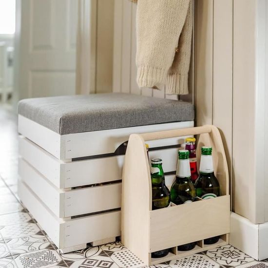Kesper 68265 Porte-Bouteille à Bière Bois Nature 30x30x15 Cm - Pour 11 Bouteilles