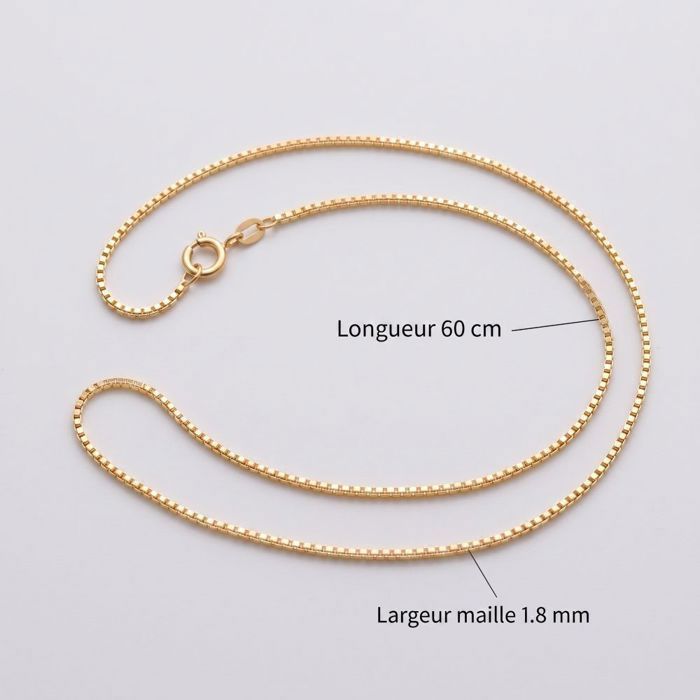 Collier Maille Vénitienne En Or 18K (750) - 50 Cm - 1 Gramme - Unisexe - Neuf étiqueté