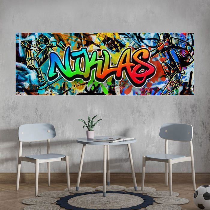 Tjapalo® Vr190 Poster Personnalisé Prenom Poster Grafitti Deco Chambre Ado Posters Street Art Affiche Personnalisée Enfant Deco Murale Ado Decoration Murale Chambre Garcon Affiche Enfants (70x24cm