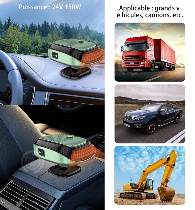 Chauffage De Voiture Portable Désembueur - Réglable à 90°, Chauffage Rapide, Pour Pare-brise, Bureau, Salle De Bain, Camping