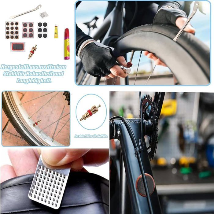 56pcs Kit Réparation Pneus Vélo,Trousse Outils de Vélo,Kit de