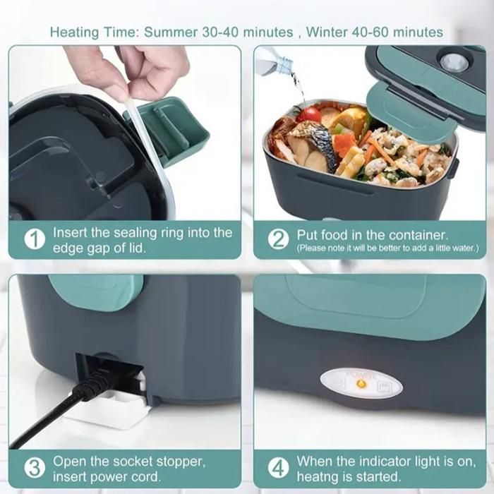 Homeasy Boîte à Lunch électrique 1,5L – 80W – 220V / 12V / 24V – Acier Inoxydable 304