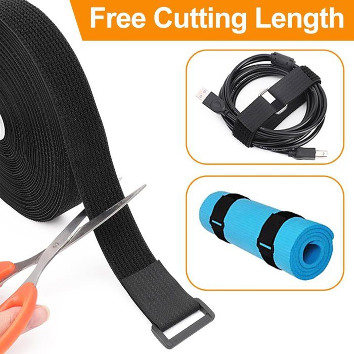Lot de 50 attaches de câble réutilisables noires, 150 x 12 mm, réglables et détachables, à