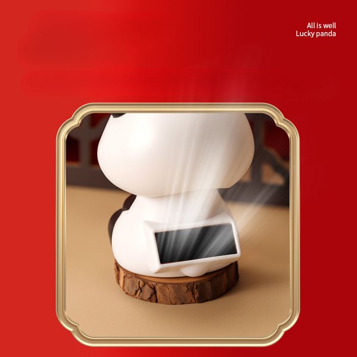 Panda Hocheur Solaire BOBOZHONG – Porte-bonheur Mignon 8,7 Cm – Pour Voiture, Bureau Ou Maison