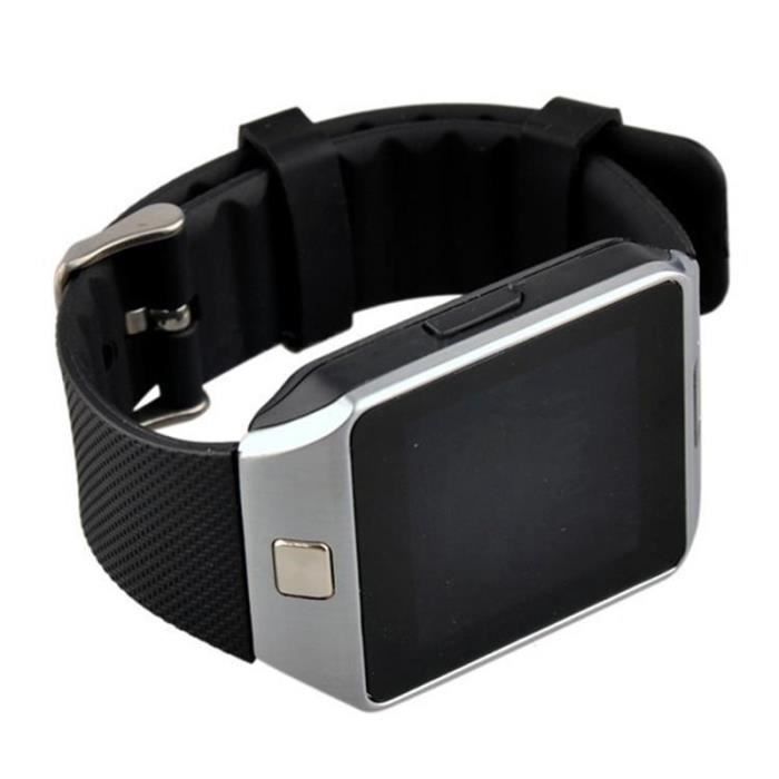 Bluetooth montre Smart Watch Phone DZ09 support de la carte SIM de TF Camera HD Sync appel SMS pour Android Phone Noir