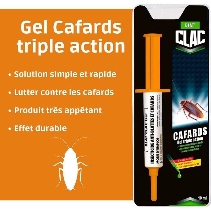 Gel Cafards triple action, contre les cafards et blattes- Insecticide  anti-cafards, piège/seringue professionnel puissant