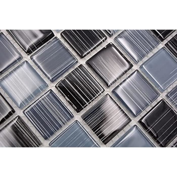 Mosaïque carreau translucide cristal verre pierre gris bain 92-0204_b | 1 plaque