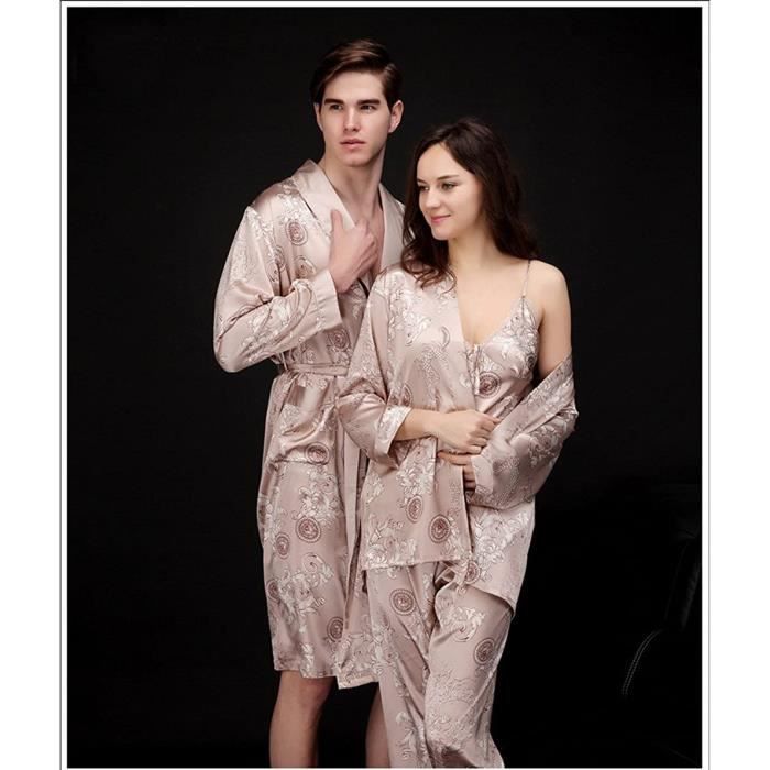 Vetement de Nuit Satin Pyjama Homme Kimono en Soie Robe de Chambre Peignoir de Bain L XXL Multicolor Fashion Styles349 Cdiscount Maison
