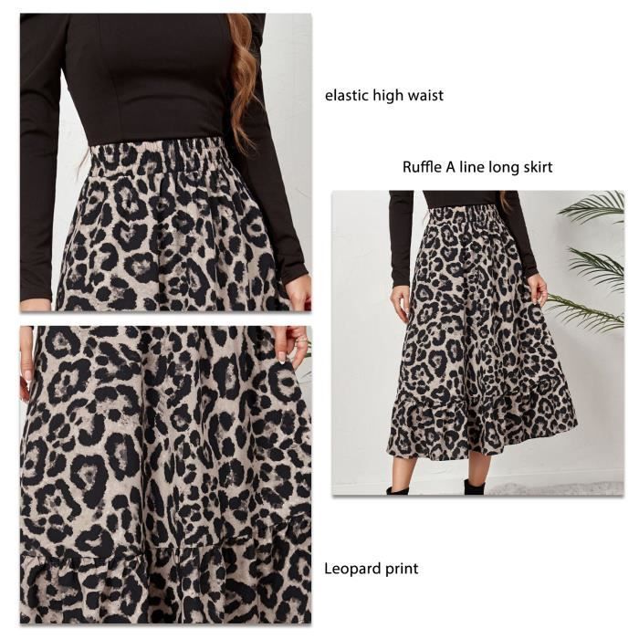 Jupe leopard cheap mi longue