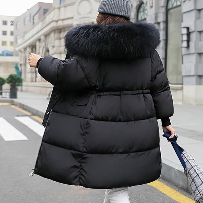 Femme Doudoune d Hiver Doudoune Longue Capuche Fausse Fourrure