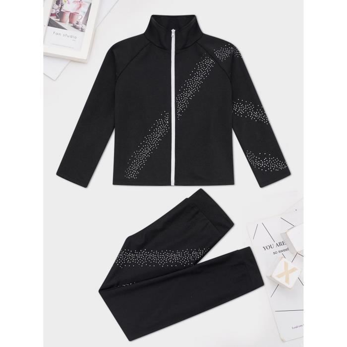 Ensemble Patinage Artistique Fille - Veste + Legging Polaire - Tenue Gymnastique Sport Hiver
