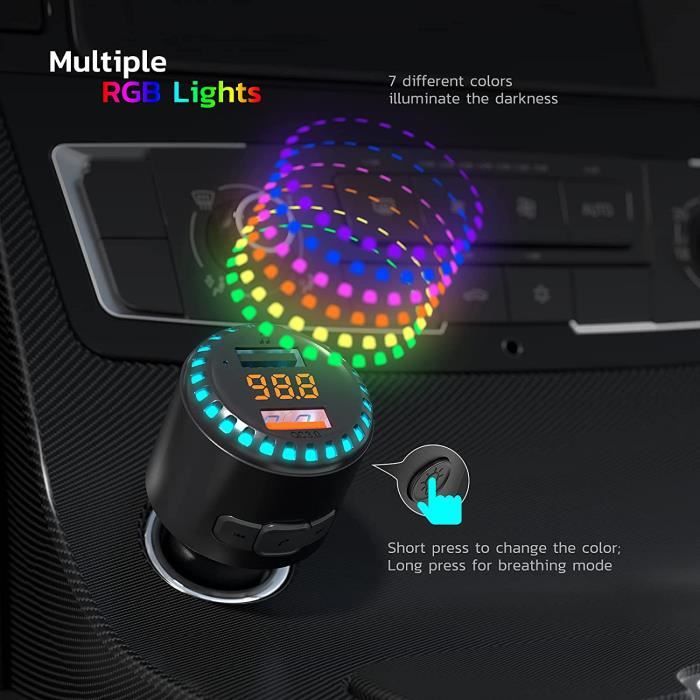 Kit main libre bluetooth voiture,Quick Charge 3.0, Transmetteur FM Bluetooth,  lecteur de musique, sortie auxiliaire prise en charge - Cdiscount Auto