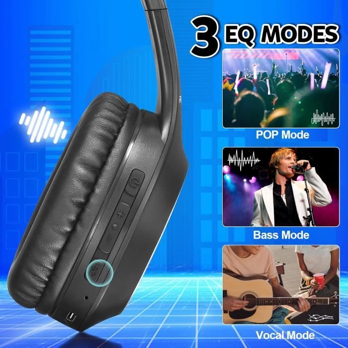 Casque Bluetooth PowerLocus P19 - 60h D'autonomie, Bluetooth 5.3, Réduction De Bruit Passive - Gris Asphalte
