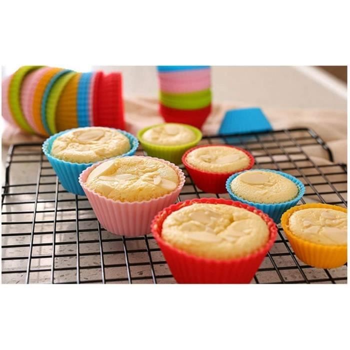 Lot De 24 Moules à Cupcakes En Silicone - Réutilisables, Antiadhésifs, 4 Couleurs - Diamètre 7 Cm, Hauteur 3,5 Cm