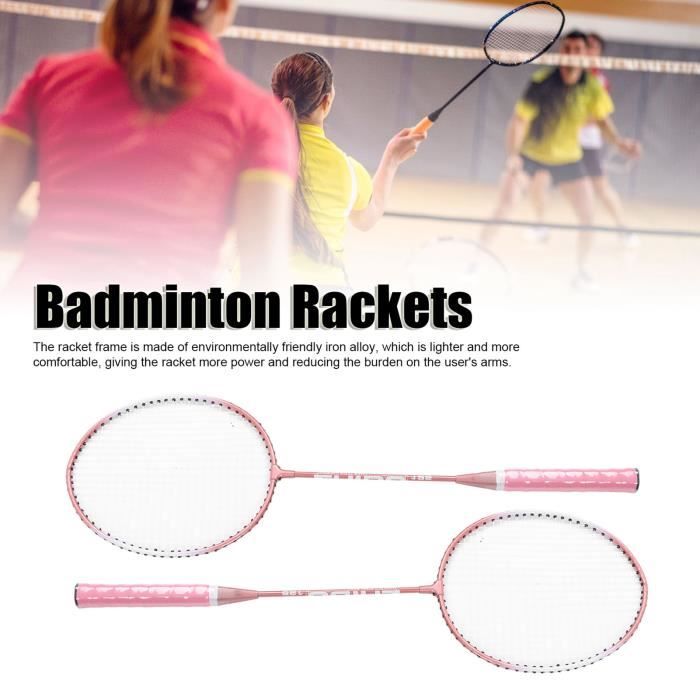 Ensemble de Badminton, 2 Pièces/Ensemble Raquette de Badminton  Professionnelle en Alliage de Fer avec Sac de Raquette et Poignée en Nylon  pour