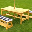 KIDKRAFT - Ensemble de table de jardin en bois et 2 bancs pour Enfant avec parasol,table de pique-nique pour 4 enfants-3