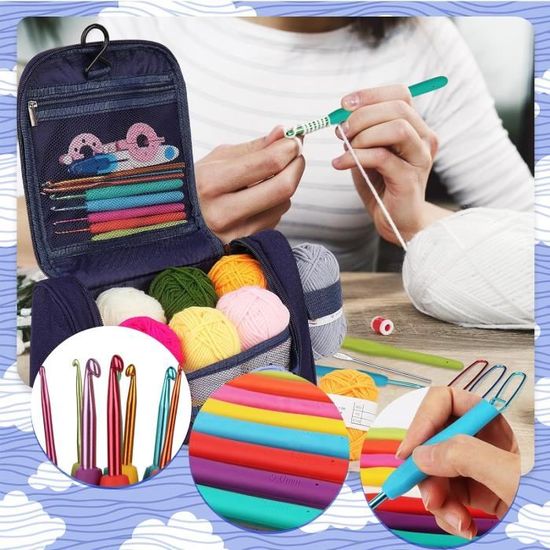 Kit Crochet Débutant Complet Beanewone – 16 Couleurs Laine Premium + 21 Crochets Ergonomiques + Sac Portable + Guide Pas à Pas, Cadeau Idéal Pour Apprendre Le Crochet !