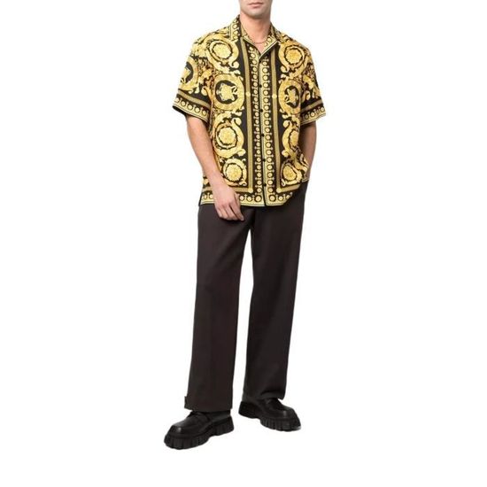 VERSACE HOMME 10039261A030445B000 NOIR SOIE CHEMISE Noir Cdiscount Pret a Porter