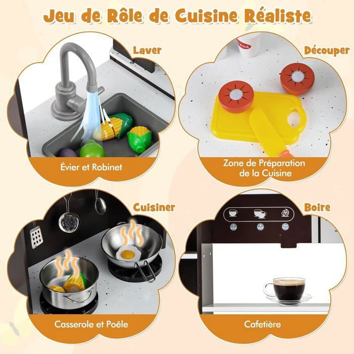 Cuisine Enfant Double Face Avec Tableau Noir Et 12 Accessoires, Jeu De Cuisine Exterieure Enfant