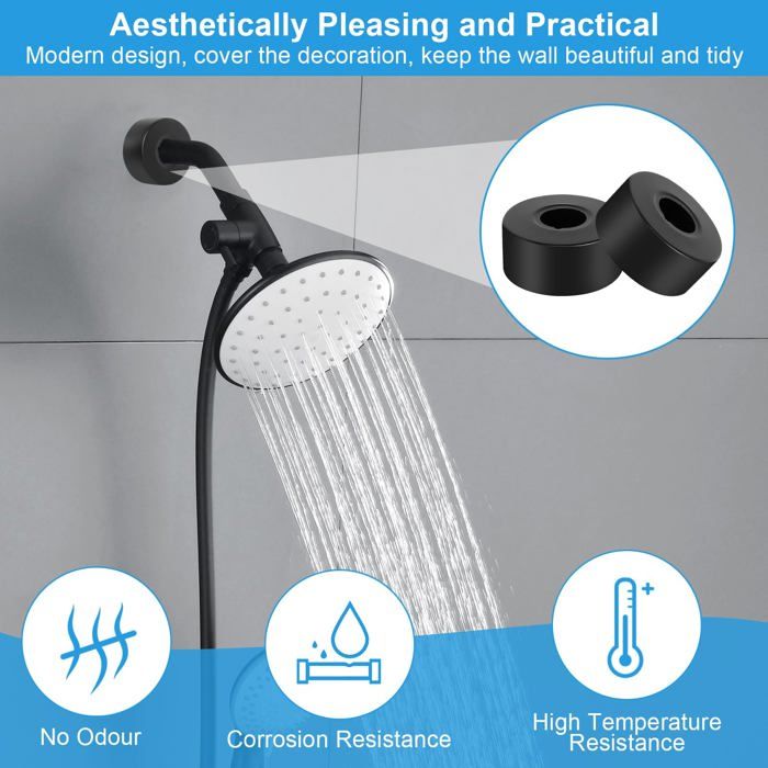 Rosaces inox noir mat pour robinet/mitigeur et douche - Pack de 8 - Bricolage Rosaces inox noir mat pour robinet/mitigeur et douche - Pack de 8 - Bricolage
