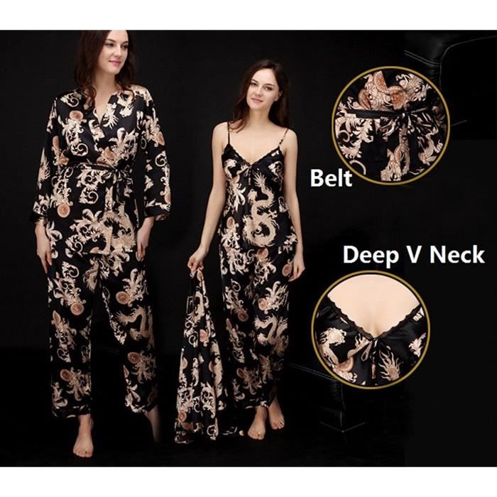 Vetement de Nuit Satin Pyjama Homme Kimono en Soie Robe de Chambre Peignoir de Bain L XXL Multicolor Fashion Styles349 Cdiscount Maison