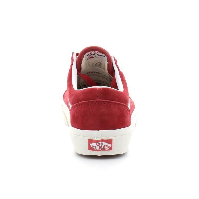 Basket VANS Pig Suede Old Skool Cuir Femme Rouge Lacets Rouge Cdiscount Chaussures