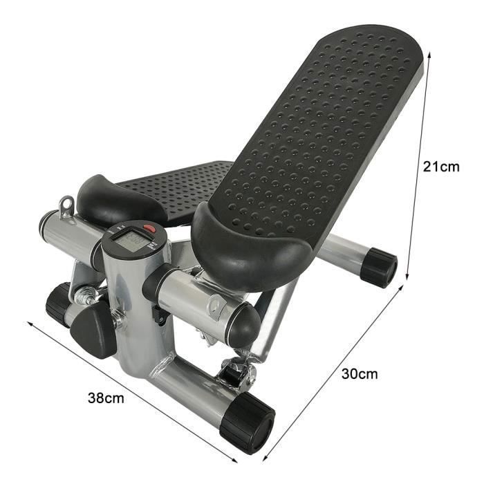 GRIS Mini Stepper d'escalier avec bande de résistance, Willonin® Marche Machine de fitness exercice entraînement au bureau maison - Sport