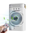 Climatiseur Portable 5000mAh 3 en 1 , Ventilateur Télécommande 3 Vitesses 3 Brumisations LED 7 Couleurs Type-C Pour Voyage