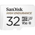 SanDisk - Carte microSDHC haute endurante pr la vidéosurveillance + Adaptateur SD, 32 Go, 100Mo/s  lecture 40Mo/s écriture, U3, V30-0