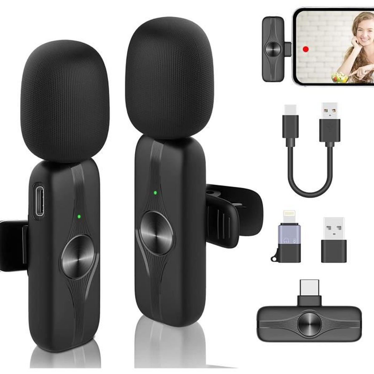 Micro Cravate Sans Fil VIEWLON Pour IPhone IPad - Réduction Bruit DSP - 20m Portée - Autonomie 6h
