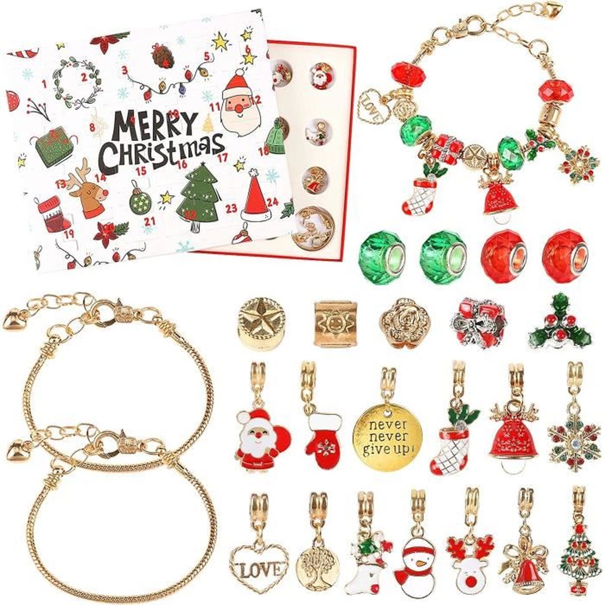 Calendrier de l'Avent de Noël 2022,kit de fabrication de bracelets à