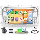 HIKITY Autoradio Android 2 Din pour Ford Focus II/Mondeo/S-Max/C-Max/Galaxy/Kuga - 7"[2+64G] -CarPlay Sans Fil GPS,WiFi,SWC,caméra de